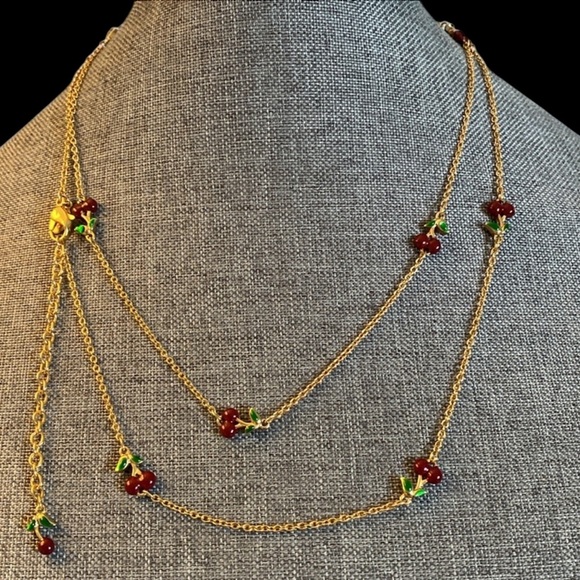 Joan River Custom Enamel Cherry Necklace and Earrings set - Picture 11 of 17